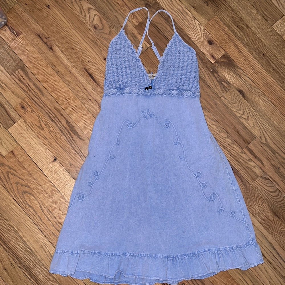 surf style Lavender Crochet-Top Midi Dress